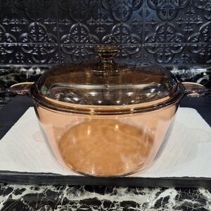 4.5L Amber Visions Dutch Oven, Large Glass Pot, Retro Cookware, Corning Pyrex